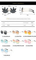 Lunettes de soleil rétro tendance, sans monture, en forme de feuille d'érable, en métal, pour femmes, lunettes de soleil décoratives pour fêtes, lunettes de soleil uniques pour hommes