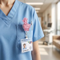 Porte-badge rétractable en acrylique pailleté, mignon, pour infirmière ou médecin, avec clip, cadeau amusant pour le bureau, cadeau pour la semaine des infirmières