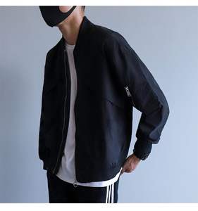 Chaqueta cortavientos hecha a medida para hombre, nueva moda de primavera y otoño con cuello levantado, abrigo de bombardero de tela de lona listo para enviar - Product Image 3