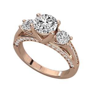 Bague de fiançailles à trois pierres en diamant taille ronde - Product Image 2