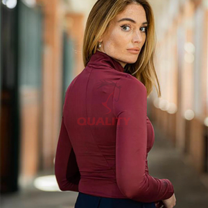 Camiseta atlética para mujer, tela transpirable que absorbe la humedad, elegante, ligera, elástica, para montar a caballo, tops para mujer, oem - Product Image 6