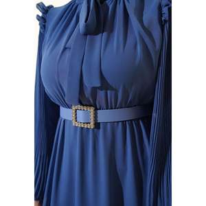 Vestido índigo plisado manga graduación - Product Image 3