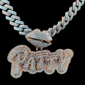 Pendentif en diamant moissanite entièrement serti avec chaîne cubaine, serti à griffes, meilleur collier de style hip-hop, meilleur cadeau pour homme - Product Image 1