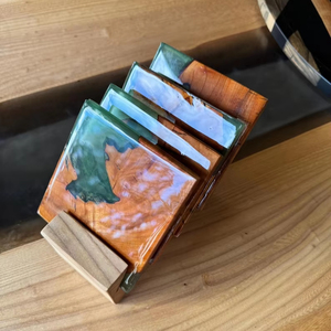 Luxury Handmade Resin and Stone <b>Coaster</b> Set with Dried Flowers Artistic Epoxy <b>Drink</b> Pads <b>for</b> Decor - Product Image 1