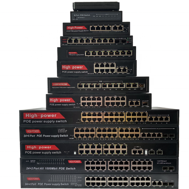 OEM 10CH 8 Port PoE With 2 Uplink POE Switch 10/100Mbps 52V Internal 135W High Power SCM 250m Distance POE Network Switch