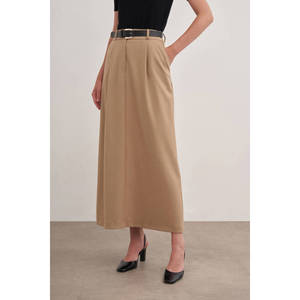 กระโปรงทรงตรงถักจากผ้าขนสัตว์พร้อมเข็มขัดปรับได้สำหรับใส่ทำงาน - Product Image 5