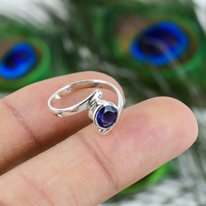 Cabujón de Lolita de piedras preciosas naturales hecho a mano, anillo de Plata de Ley 925, joyería estampada sólida para ocasiones de fiesta - Product Image 4