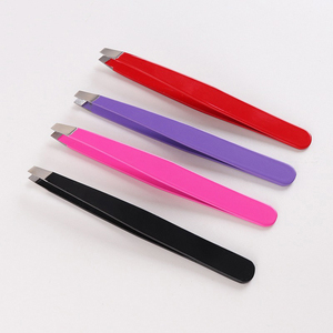 Low MOQ High Quality Customized Color Slanted Tip Stainless Steel <b>Eyebrow</b> <b>Tweezers</b> - Product Image 5
