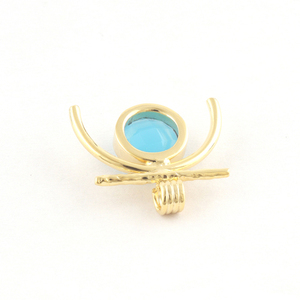 Pierre ronde bleu ciel calcédoine designer pierres précieuses pendentif collier en laiton plaqué or demi croissant conception bricolage pendentif collier - Product Image 4