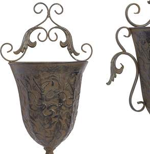 Precio a granel Adiba Home Decor Scroll Wall Planter Set Unique Vintage Design Indoor Outdoor Hanging 22 18 H Brown Brass Christmas - Product Image 2