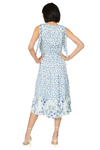 Exportateur indien Vêtements de mode pour femmes Robe à fleurs blanche et bleue Robes de soirée décontractées et à la plage à vendre - Product Image 4