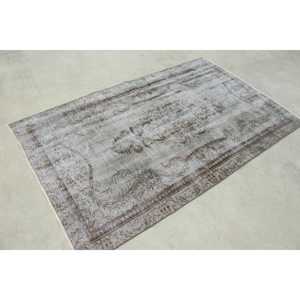 Tapis turc vintage 4,4x7,2 pi (134x218 cm), tapis en laine grise - Product Image 3
