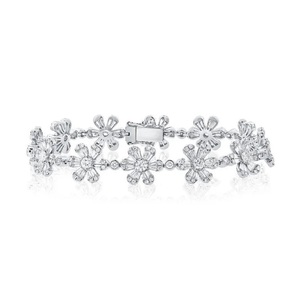 10K <b>Gold</b> Flower <b>Bracelet</b> Adorned with Lab Grown Diamonds Designed <b>for</b> Elegant Occasions and Gifting - Product Image 2