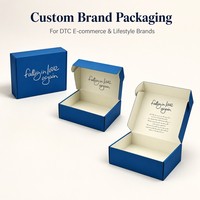 Boîte d'expédition en carton ondulé personnalisée de luxe, bleu roi avec intérieur crème, emballage cadeau mat romantique en gros