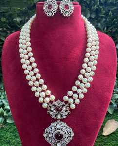 Ensemble de collier de créateur victorien et boucles d'oreilles bijoux de mariée en laiton plaqué or polonais de luxe pour la célébration de mariage et de fête - Product Image 1