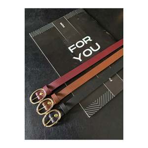 3-Piece Gold Buckle Thin <b>Belt</b>, Suitable for <b>Trousers</b>, Shirts, Jackets, and Dresses. - Black-Tan-Burgundy - Product Image 3