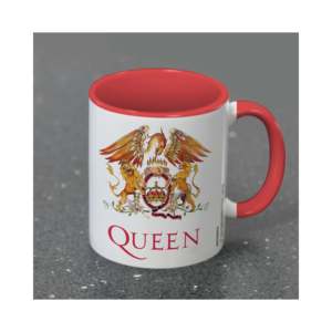 แก้วกาแฟเซรามิกสโตนแวร์ลายการ์ตูนคลาสสิค Queen Cup Crest ขนาด 12 ออนซ์ พร้อมฝาและช้อน พิมพ์ลายอย่างปลอดภัย เหมาะสำหรับเป็นของขวัญวันฮาโลวีน - Product Image 3
