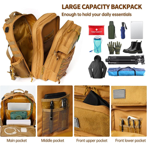 Mochilas tácticas con logotipo personalizado para senderismo, camping y viajes con ajuste ajustable de malla transpirable y etiquetas personalizadas - Product Image 4