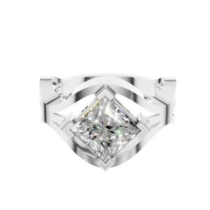 Anillo de Compromiso Solitario con Moissanita de 2 Quilates, Corte Princesa, Color E-F, Claridad VVS-VS, Engaste de Puntas, Oro Sólido de 14k, para Mujer, Boda, Fiesta - Product Image 3