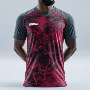 Maillots de football à sublimation, hauts de football à séchage rapide, col en V, hauts de football imprimés, 100% polyester, hauts de football à rayures - Product Image 3