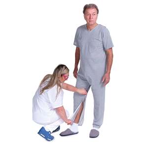 Pyjamas Gerontologiques en Coton et Polyester à Manches Courtes avec Fermetures Éclair Intérieures aux Jambes, Alèses Jetables - 9008/4 - Product Image 5