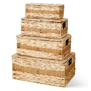 Boîte de rangement tissée prête à l'exportation, contenants artisanaux de la plus haute qualité, boîtes en jacinthe d'eau - Product Image 5