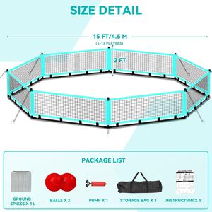 Portable 15.5ft <span class=keywords><strong>Gaga</strong></span> Ball Pit Play Set pour enfants Backyard Sports de plein air Activités <span class=keywords><strong>Sac</strong></span> de rangement 2 <span class=keywords><strong>Gaga</strong></span> Balls Wind Ropes Ground - Product Image 4