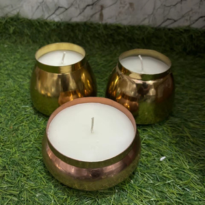 โถเทียนโลหะสำหรับตกแต่งทรงกลมเคลือบผิวเรียบเหมาะสำหรับตกแต่งบ้านสำนักงานคาเฟ่และร้านอาหาร - Product Image 1