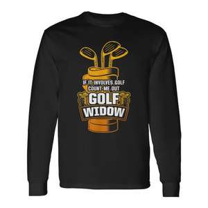 Camiseta de manga larga Golf Widow para mujer, cuello redondo, estampado en serigrafía, regalo deportivo - Product Image 1