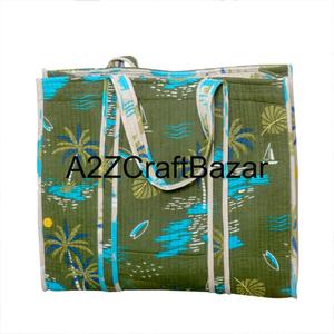 Sac fourre-tout en coton indien fait à la main, imprimé en blocs matelassés, sac écologique pour femmes, pour le shopping, les voyages - Product Image 6