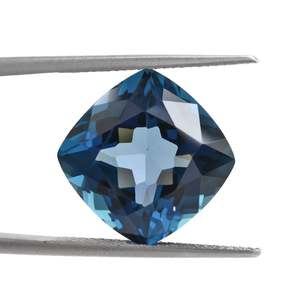 Londres bleu topaze 12mm coussin coupe naturel oeil-propre bleu Quartz gemmes en gros fabrication de bijoux en vrac bleu bijoux pièces - Product Image 5