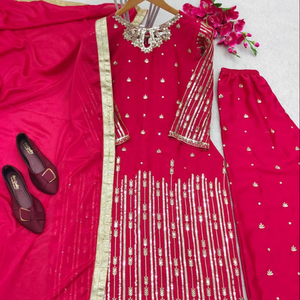 Hermosa ropa de fiesta Top-Pent con Dupatta con trabajo de bordado - Product Image 1