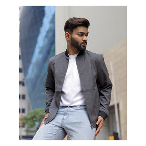 Chaqueta Bomber de Lona Personalizada para Hombre, Tallas Grandes, Estilo Bangladesh, Cuello Alto, Cortavientos, Cierre de Cremallera Ecológico - Product Image 1