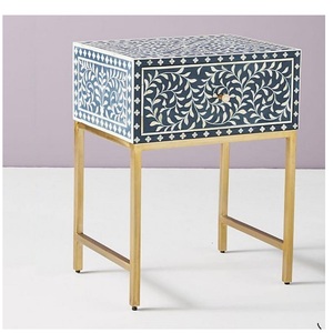 Meuble de salon à tiroir en incrustation d'os Meuble de commode en incrustation d'os de style antique d'Inde - Product Image 1