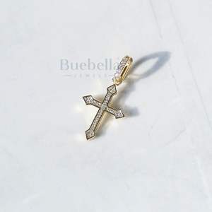 Pendentif croix celtique pour femme en argent sterling 925 plaqué or 18 carats VVS Moissanite diamant Moissanite - Product Image 4