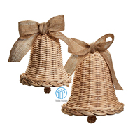 Set von 2 gewebten Rattan Glocken Anhänger hängende Ornamente Weihnachten Jingle Bell Weihnachts baum Glocke Ornament Weihnachten Urlaub Dekoration