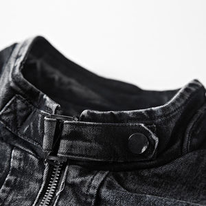 Veste en jean bio sur mesure pour homme, coupe oversize, col montant, manches longues, décontractée, élégante, design tendance, hiver, style urbain - Product Image 6