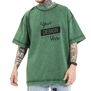 OEM Pakistan Men's Acid Wash Printed Cotton <b>T</b>-<b>shirts</b> Custom Logo Crew <b>Thick</b> Heavy All Sublimation Solid Oversize Tshirt Men - Product Image 4