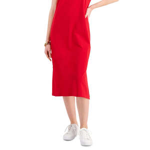 Abito Polo Midi Rosso da Donna Tommy Hilfiger in Viscosa Traspirante, Vita Naturale, Design Plus-Size, Taglia Unica, per Tempo Libero e Feste - Product Image 3