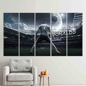 Impresión en Lienzo de Cristiano Ronaldo: Obra de Arte Decorativa Deportiva Única, JUEGO DE 5 LIENZOS - Product Image 1