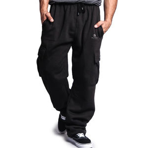 Pantalon de survêtement épais décontracté pour hommes personnalisé par OEM Pantalon de survêtement léger en coton et polyester taille moyenne Baggy Jogging léger droit à jambe large - Product Image 4