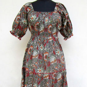 Tradicional bohemio indio bloque de mano algodón impreso nueva moda madre e hija a juego contraste multicolor vestidos conjuntos - Product Image 1