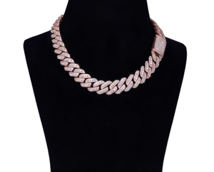 สร้อยคอเงินแท้ประดับโมอิสซาไนต์ VVS1 สไตล์ฮิปฮอป ดีไซน์หรูหราแบบสองสี: สร้อยคิวบาลิงค์ฝังเพชร - Product Image 1