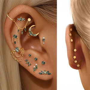 Düz geri 2/<span class=keywords><strong>3</strong></span>/4mm 925 ayar gümüş çok boyutu Waterdrop markiz doğal Moss akik kıkırdak dişli Piercing 6mm uzunluk - Product Image 1