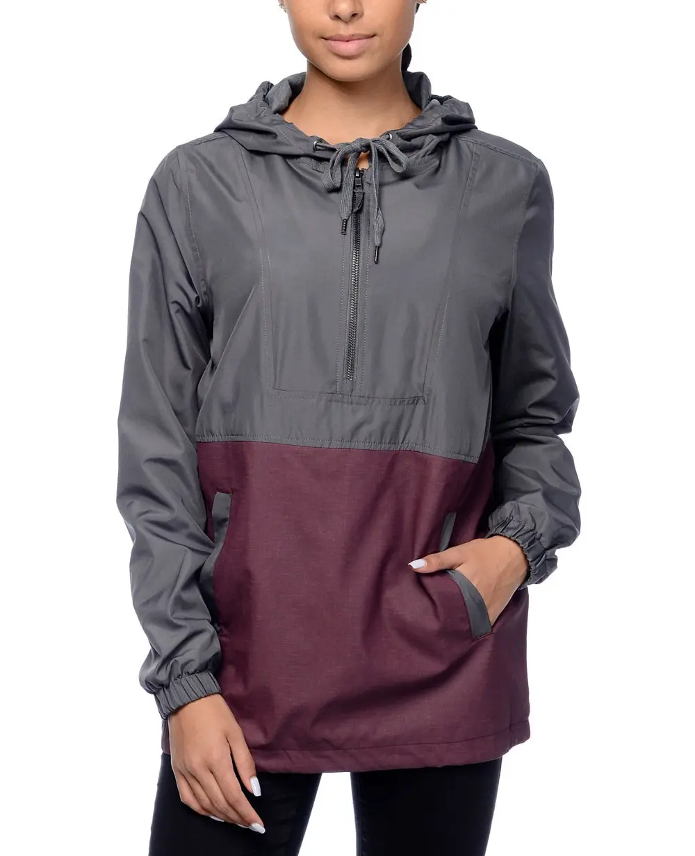 Vestes unisexes à demi fermeture éclair personnalisées de haute qualité vestes anorak coupe-vent vestes d'entraîneurs à blocs de couleurs vente en gros