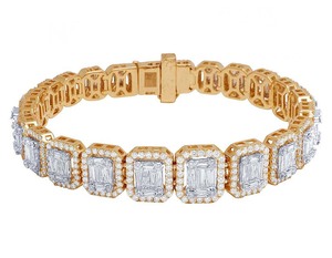 Moissanite <b>Baguette</b> and Round Cut Diamond 925 Sterling Silver Diamond Jewelry Hip Hop <b>Bracelet</b> For Men - Product Image 4