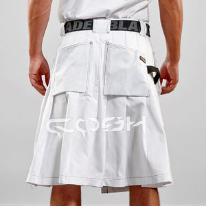 Kilt utilitario de algodón blanco de primera calidad para hombres | Kilt moderno de lujo con bolsillos profundos para senderismo, moda y ropa fetiche - Product Image 3