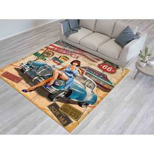 Tapis de voiture vintage : Tapis imprimé Route 66 Americana, avec poils doux - Product Image 5