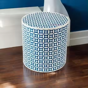 Table console en incrustation d'os Conception de tambour polyvalente pour la décoration de la maison et de l'hôtel par l'artisanat en croissant - Product Image 4