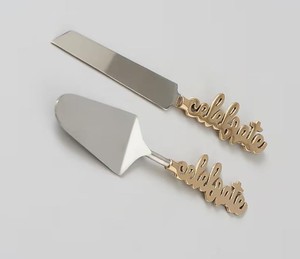 Offre Spéciale élégant moderne gravé calligraphie poignée mariage métal gâteau couteau et serveur ensemble fête gâteau pelle Cutter pour servir - Product Image 2